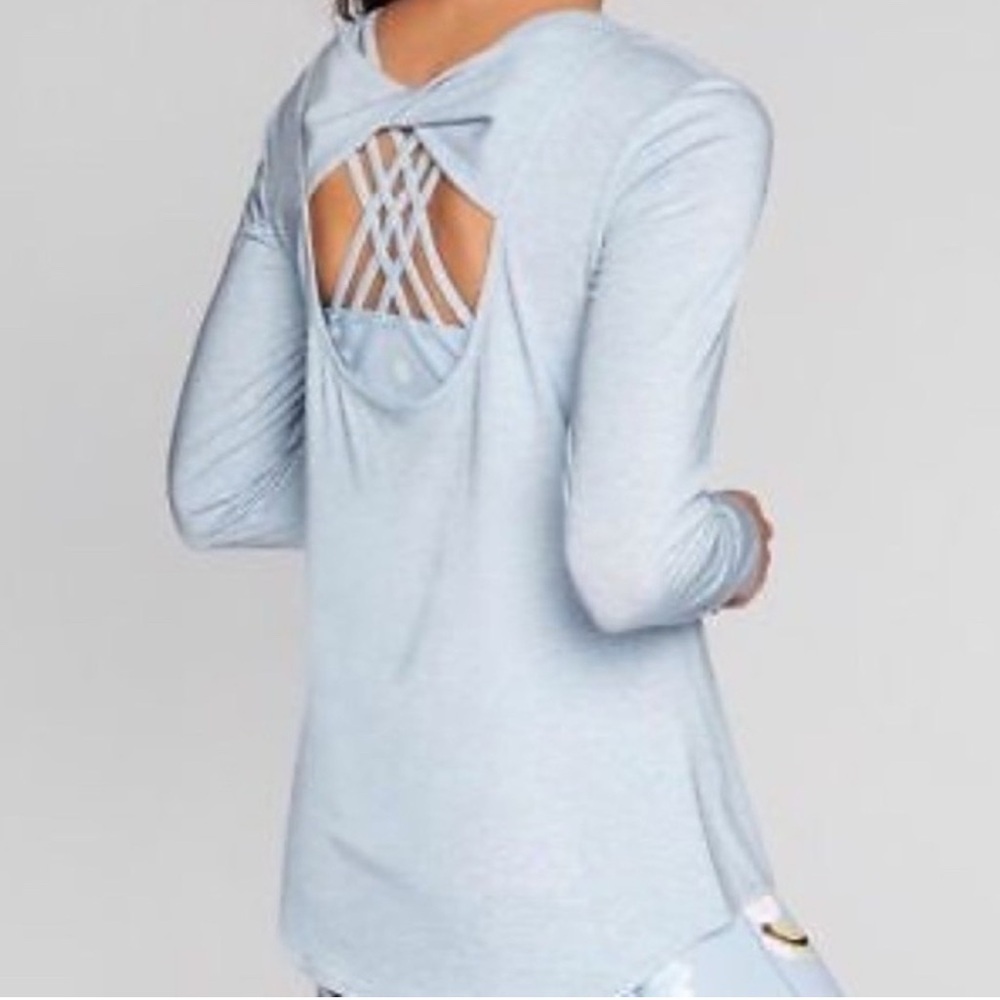 Athleta Jacquard Flexlight Train Top Back Cutout Long Sleeve Womens Size Small